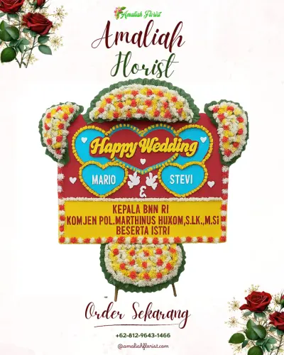 Karangan Papan Bunga Pernikahan di Carul